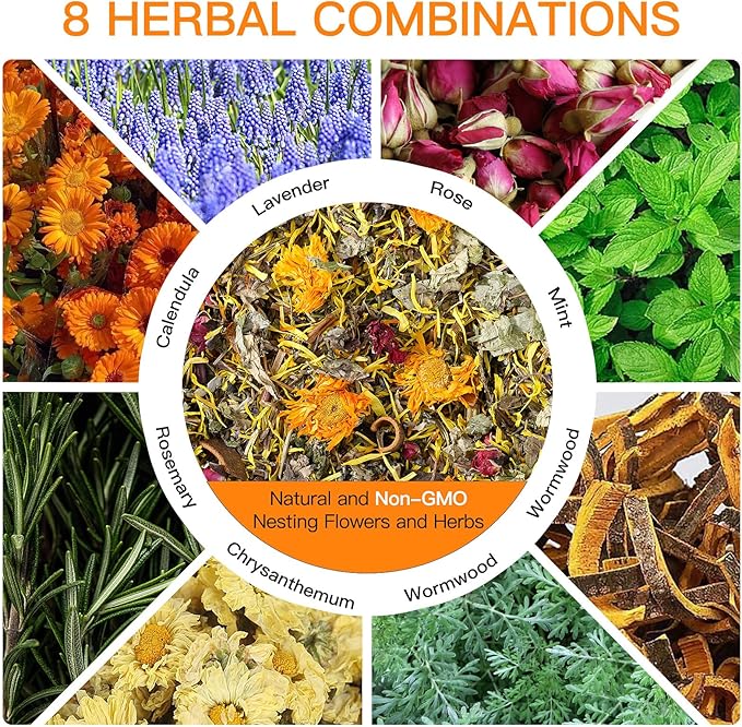 35 Oz Chicken Nesting Coop Boxes Pads Herbs Natural Roost Poultry House Incubator Grit Flowers Lime Hemp Bedding Refresher for Coop Freshness Promote Egg Laying Help Smell Box Packaging