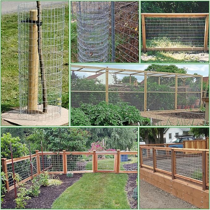 Hardware Cloth 1/2 Inch, 16 in X 25 Ft 23 Gauge Chicken Wire Roll Wire Fence Galvanized Chicken Fence Garden Plant Welded Metal Fences for Rabbit, Snake Cages and Garden Plants-Silver