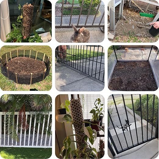 KYHSOM Black Plastic Chicken Wire Fence Mesh,Plastic Wire Mesh Fence Roll 7.87IN x5.91FT - Plastic Wire Mesh Fence with 25 Straps Suitable for Garden Guardrails, Poultry, and Rabbits