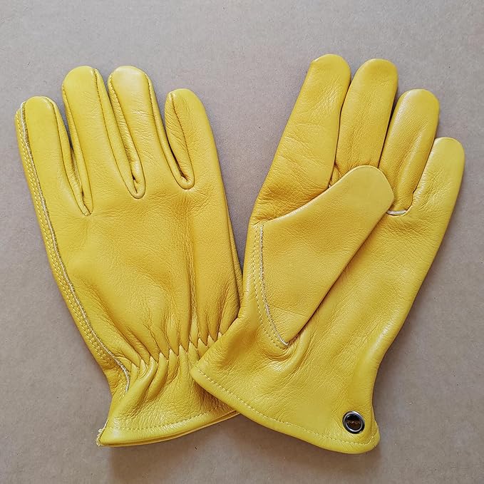 Leather Work Gloves-2pairs Genuine Cowhide Gloves for Yard Work, Gardening, Farm,Construction,Men & Women