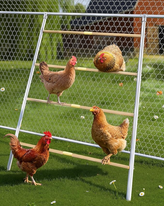 Stainless Steel Chicken Roosting Bars for Coop, 55" L x 31" W Roosting Bars for Chickens in Coop, Chicken Ladder Toys, Farm Chicken Coop Accessories for Backyard Poultry, Chicks