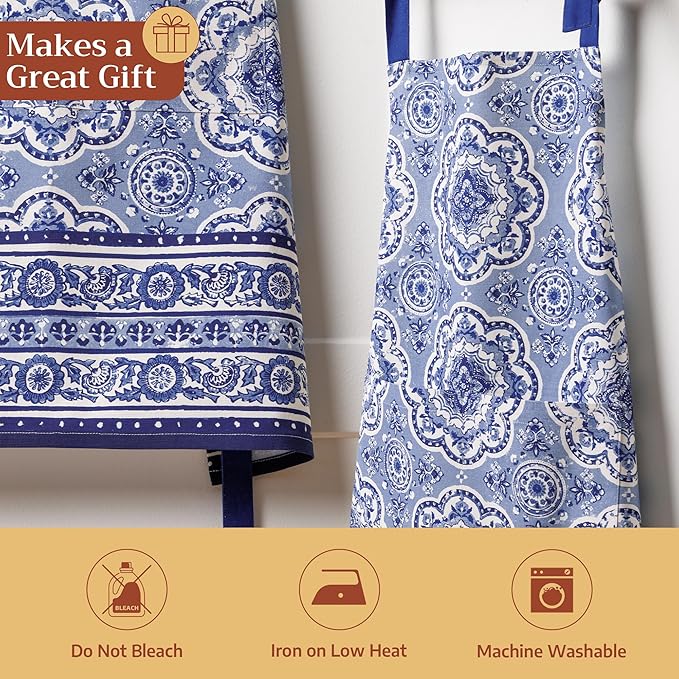 Maison d' Hermine 100% Cotton Apron for women with Pocket Kitchen Chef Apron for Men Cooking Easter Decorations