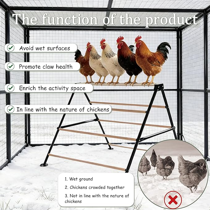 XCL Chicken Roosting Bars, Large Chicken Perch for Coop, Suitable for Backyard Poultry, Chicken Coop Accessories Easy to install Farm Chickens Roost Toys, A-shaped Chicken Perch for Adult Chickens (L)