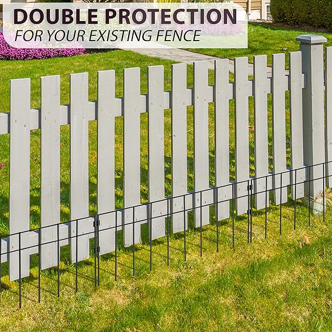 15 Pack - 17"x12" Animal Barrier Fence, 21Ft(L) No Dig Fence for Dogs with Strong Snap Connect, 4 Gauge Black Powder Coated Steel, Dog Rabbits Fence Barrier for Outdoor Landscaped Yard