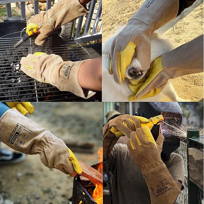 LENITH Animal Handling Gloves Bite Proof, Multi-purpose Pet Glove for Grabbing Reptile, Grooming, Trips to Vet Cat Dog Bird Falcon Livestock Snake Large