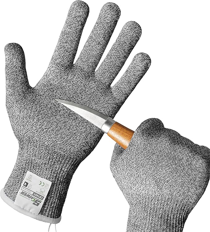Schwer 2 Pairs ANSI A6 Cut Resistant Gloves, Food Grade Cutting Gloves for Kitchen Food Prep, Mandoline Gloves for Meat Cutting, Oyster Shucking, Knife Proof, Wood Carving, CR1401, XL