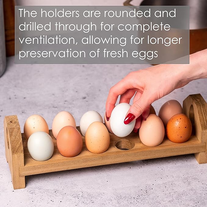 Farmhouse Stackable Wood Egg Holder - Egg Storage Tray (3)