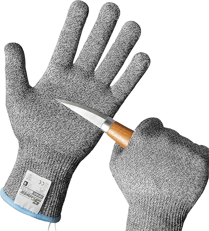Schwer 2 Pairs ANSI A6 Cut Resistant Gloves, Food Grade Cutting Gloves for Kitchen Food Prep, Mandoline Gloves for Meat Cutting, Oyster Shucking, Knife Proof, Wood Carving, CR1401, M
