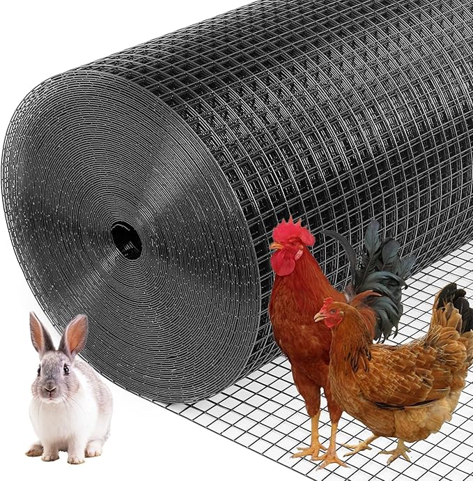 Black Hardware Cloth 1/2inx36inx100ft, 19GA, Chicken Wire Fencing Roll, Black Chicken Wire Mesh, Vinyl PVC Coated Welded Wire Mesh for Chicken Coop Barrier, Rabbit Snake Poultry Fences