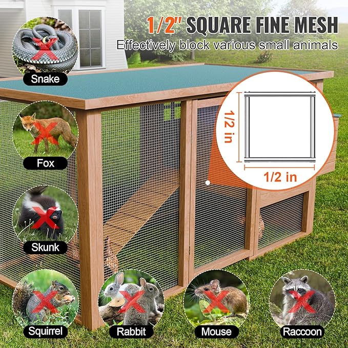 VEVOR Hardware Cloth, 1/2 inch 24in x 50 ft 19 Gauge, Hot Dipped Galvanized Wire Mesh Roll, Chicken Wire Fencing, Wire Mesh for Rabbit Cages, Garden, Small Rodents