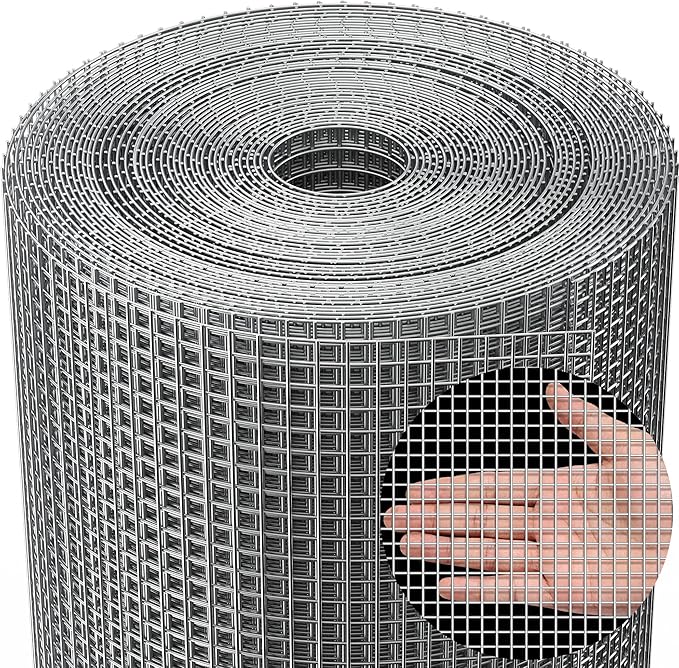 Amagabeli Hardware Cloth 1/2 inch 48inx50ft 19 Gauge Chicken Wire Hot-Dipped Galvanized After Welding Welded Wire Fencing Mesh Roll Garden Plant Support Poultry Netting Rabbit Cage Snake Gopher Fence