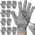 Chuarry 10 Pairs Cut Resistant Gloves Cutting Proof Gloves Level 5 Protection Kitchen Cuts Glove for Shucking Fish(Small,Gray)