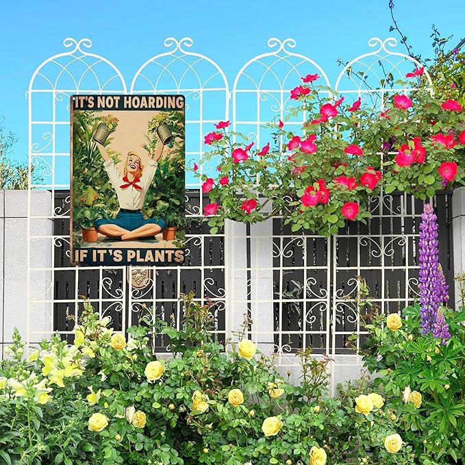It's Not Hoarding lf lt's Plants Garden Signs-Funny Garden Signs for Outside,Gardening Metal Signs Perfect Gifts for Plant Lover Mothers Grandmas and Housewarming 8x12in