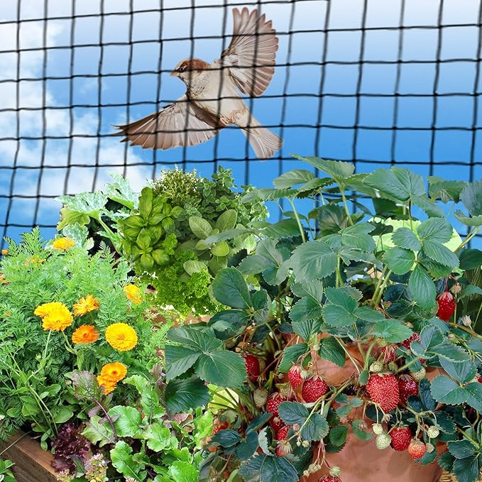 BenefitUSA Stronger Bird Netting Fruit Tree Protective Net Bird Net Pens Avaiary Game Poultry Mesh Black (28' X 28')