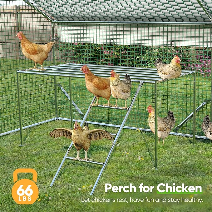 Quictent Metal Chicken Perch for Chicken Coop, All-Metal Heavy Duty Roosting Bar for Walk-in Run, Poultry Climbing Ladder Activity Gym Toy (Freestanding Platform)