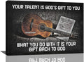 Guitar Wall Decor Music Wall Art Vintage Guitar And Chords Pictures Artwork Inspirational Canvas Prints Painting Artwork Music Room Decor For Music Studio Bedroom Living Room Bathroom 24"x16"