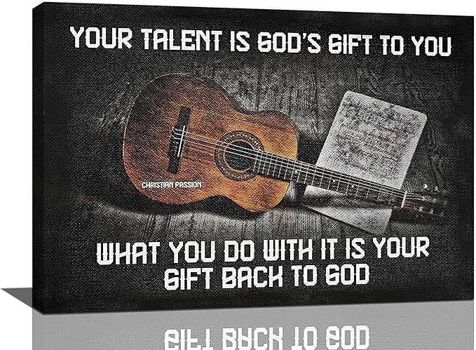 Guitar Wall Decor Music Wall Art Vintage Guitar And Chords Pictures Artwork Inspirational Canvas Prints Painting Artwork Music Room Decor For Music Studio Bedroom Living Room Bathroom 24"x16"