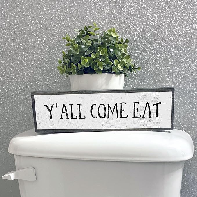 Wood & Metal Southern Sign – Weatherproof Indoor Outdoor Wall Decor – Rustic Charm with "Y’all Come Eat" – Gift-Wrapped & Ready to Give