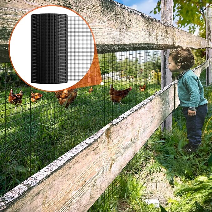 VEVOR Hardware Cloth, 24'' x 100' 1/2 inch Galvanized Wire Mesh Roll, 19 Gauge Chicken Wire Fencing Roll, Vinyl Metal Wire Mesh for Chicken Coop Barrier, Rabbit Snake Fences, Poultry Enclosures