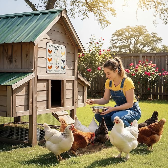 Funnysign Chicken Gifts God Says You Are Amazing Vintage Tin Sign for Chicken Coop Farm Kitchen Garden Yard Decor 8x12 inch (3912)