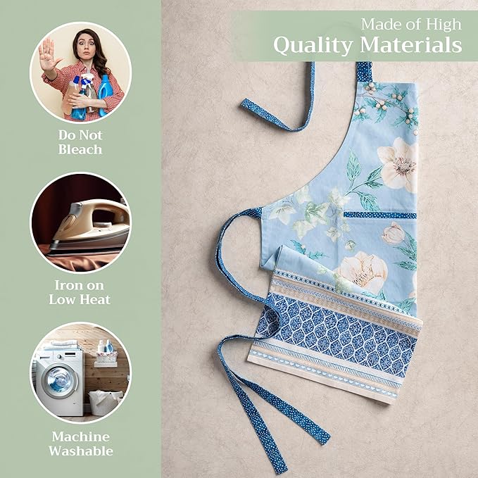Maison d' Hermine 100% Cotton Apron for women with Pocket Kitchen Chef Apron for Men Cooking Easter Decorations