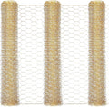 Shappy 3 Pieces 40 x 13 inches Gold Chicken Wire Net for Craft Projects Lightweight Galvanized Hexagonal Frame Chicken Wire Mesh for Unfinished Wooden Window Frames DIY Craft Work Home Decor