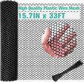 Plastic Mesh Fence Sheet 15.7IN x 33FT - 0.3IN Opening Plastic Chicken Wire Netting Roll Durable for Dogs, Poultry, Puppy, Garden Snake Barrier with 50 Pcs Zip Ties - Black