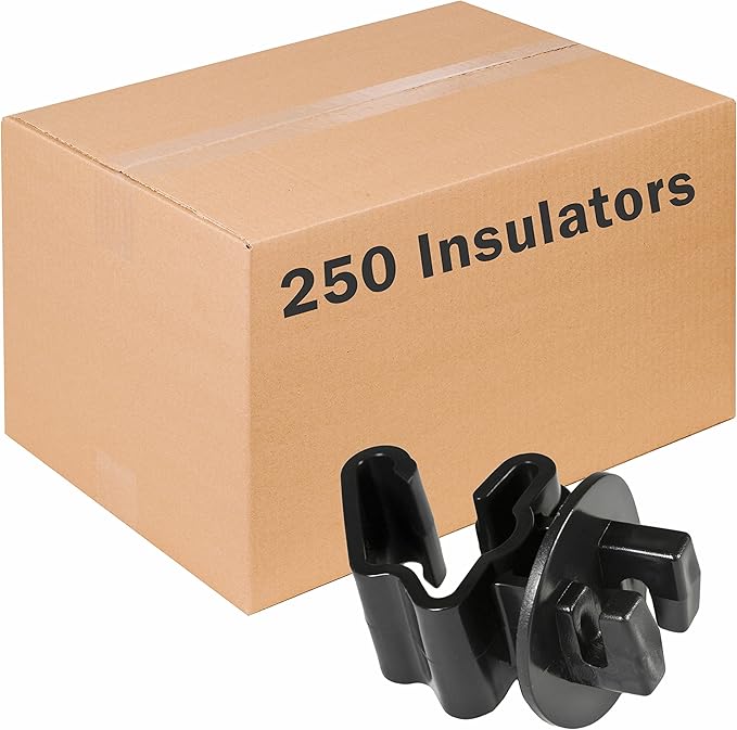 Zareba T-Post Poly Tape Insulator for Electric Fences - 250 Pack - ITTB-Z, Black Insulators - Easy to Install Electric Fence Insulator, Includes 250