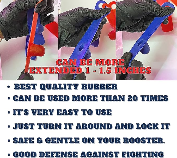 A.D.P. R1 Rooster Booster Protection Chicken Mitt Safety Poultry Bird Botas para GALLOS BREEDING Supplies 2 Pairs Color Blue & Red, Leg Protect & Care, Best Rubber