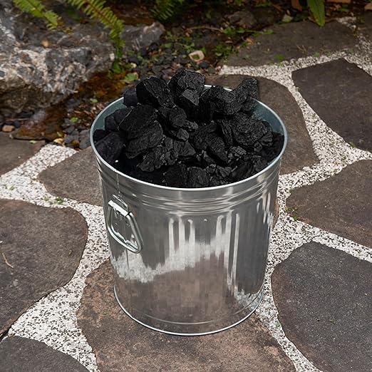 Gardenised Round Galvanized Steel, 12 Gallon Trash Can with Lid - Durable Metal Bucket for Backyard, Lawn, Garden and Yard Use - Weather-Resistant Garbage Can for Indoor and Outdoor, 16-inch