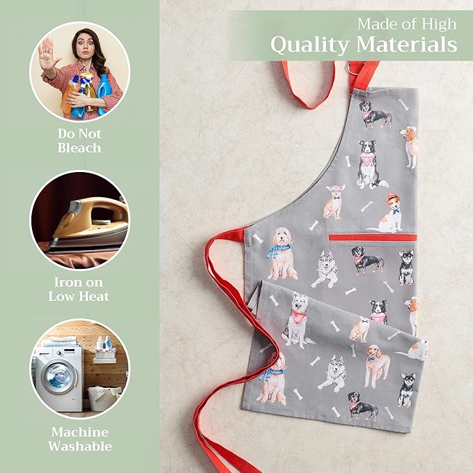 Maison d' Hermine 100% Cotton Apron for women with Pocket Kitchen Chef Apron for Men Cooking Easter Decorations