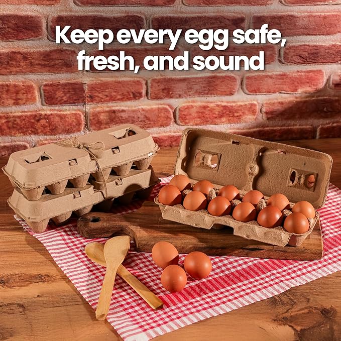 Egg Cartons - Plain Paper Pulp Egg Crate - Reusable Eggs Cartons 12 count, Dozen Eggs Containers, Lightweight Storage Crate for Farm Supply (Pack of200)