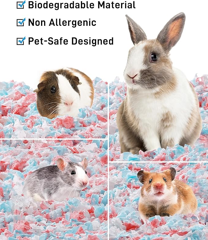 BUCATSTATE Hamster Bedding 101L, 99% Dust-Free Guinea Pig Bedding Odor Control Paper Bedding, Cozy Small Animal Bedding for Rabbit Rat Syrian Dwarf Hamsters Gerbils (White)