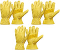 Nobrand Leather Work Gloves Stretchable Wrist Tough Cowhide Safe Working Glove (3, Large)