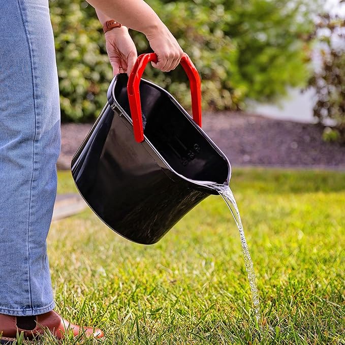 3.5 Gallon Heavy-Duty Utility Bucket – Sturdy Black Polypropylene, Ergonomic Handle, Multi-Purpose Container with Volume Markings, Ideal for Household Cleaning, Gardening, Garage Storage & Daily Tasks