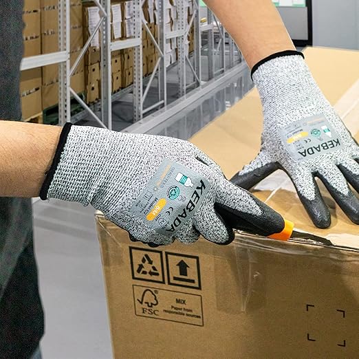 Kebada Cut Resistant Gloves, ANSI A2 Cutting Glove, PU Coated, Touchscreen, Multi-Purpose Model C2, 1 Pair, Medium
