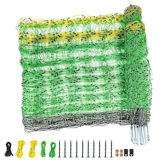 Electric Fence Netting, 47.2" H x 164' L, Portable Double Pointed Sheep Netting Fence for Hog, Dogs, Deer, Goats, Used in Backyards, Farms and Ranches