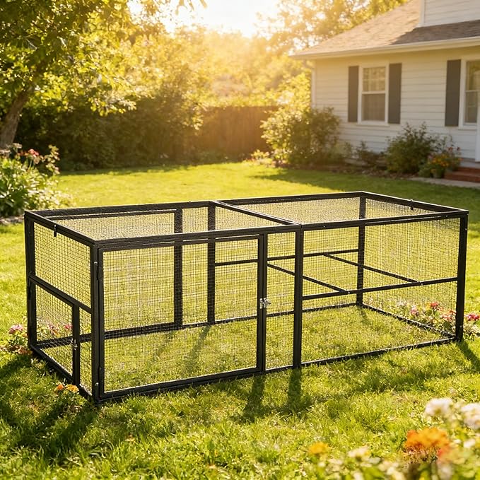 Aivituvin Chicken Run Chicken Coop Expansion Pen 71in,Outdoor Enclosure Playpen for Chicken, Rabbit, Duck, Cats, Chicken Run Only (Black, AIR29)
