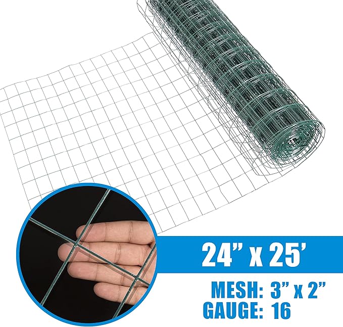 Fencer Wire 16 Gauge Green Vinyl Coated Welded Wire Mesh Size 2 inch X 3 inch