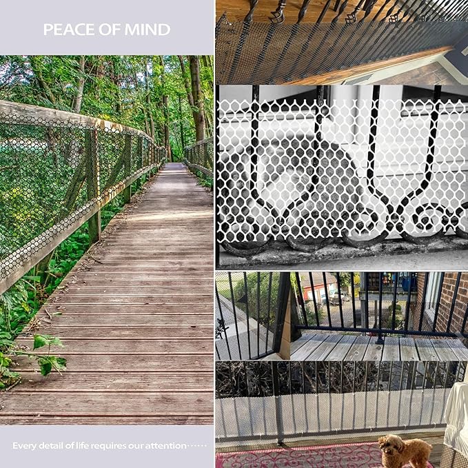 Black Plastic Wire Mesh Fence Plastic Chicken Wire Fence Mesh 15.7IN x6.56FT Best for Poultry, Cat,Dogs, Rabbit, Snake & Gardening Plastic Chicken Wire Mesh,with 50 Pcs Fixed Straps