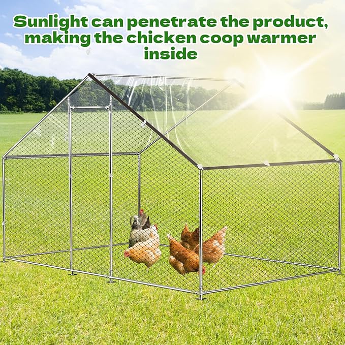 2 PCS 6.6x13 Ft Chicken Coop Covers with 10 Pcs Ball Bungees Cords Transparent Waterproof Material Protection from Sun Rain Snow and Low Temperature