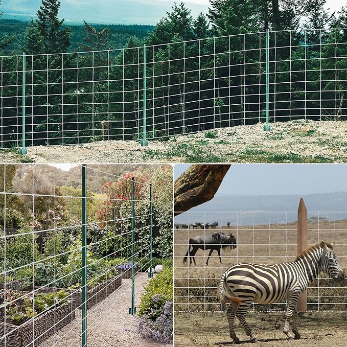 Farm Fence 4FT x 100FT, Galvanized Cattle Fence, Heavy Zinc Coating Wire Fencing, 14GA Livestock Fence, Goat Fence, Hog Wire Fencing Perfect for Pest Control, Livestock & Animals Protection