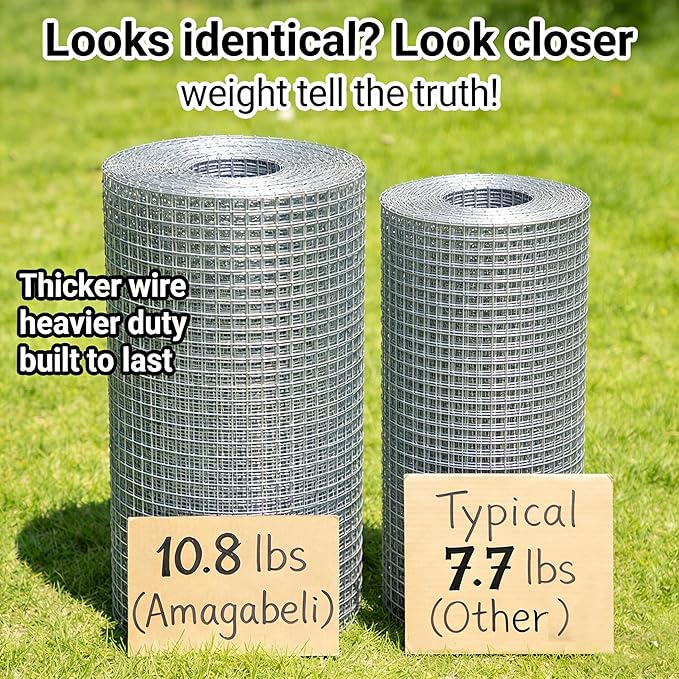 AMAGABELI GARDEN & HOME Hardware Cloth 1/2 inch 16inx50ft Galvanized After Welding 19 Gauge Square Chicken Wire Fence Mesh Roll Raised Garden Bed Plant Supports Poultry Netting Cage Snake Fence