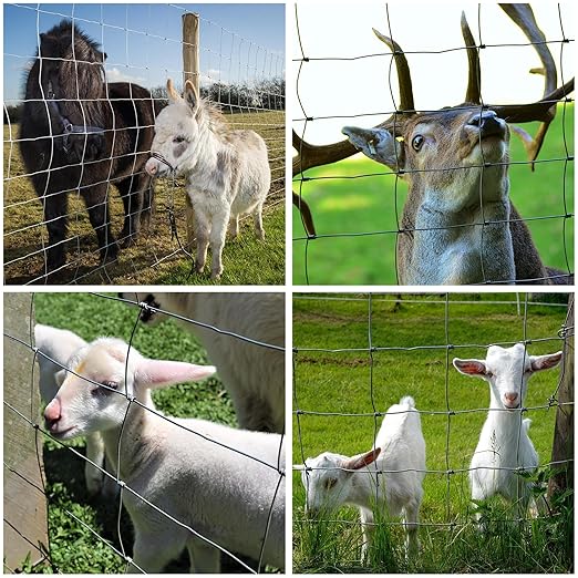 Farm Fence 6ft. x 100ft Galvanized Field Wire Fencing,Heavy Zinc Coating Cattle,Deer,Goat,Hog Wire Fence for Yard Garden & Animals Protection