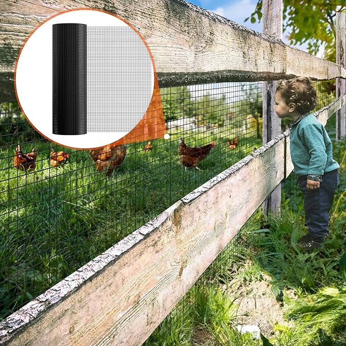 VEVOR Hardware Cloth, 36'' x 50' 1/2 inch Galvanized Wire Mesh Roll, 19 Gauge Chicken Wire Fencing Roll, Vinyl Coating Metal Wire Mesh for Chicken Coop Barrier, Rabbit Snake Fences, Poultry Enclosures
