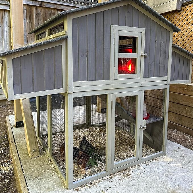 Chicken Coop Large Poultry Cage with Strong Iron Edge Chicken House with Nesting Box Easy to Set Up,Portable