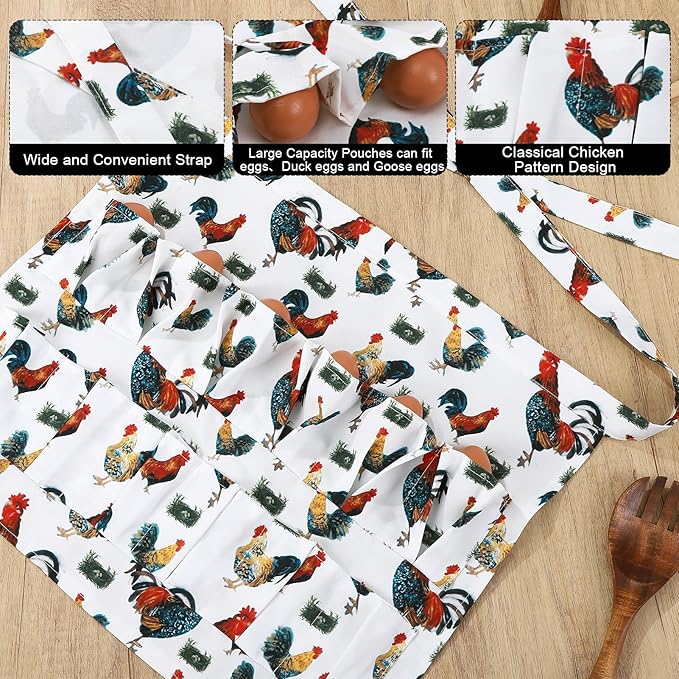 Egg Collecting Apron, 12 Pouches Chicken Egg Apron, Farmhouse Aprons for Chicken, Duck, Goose, Poultry Collection