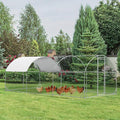 Giantex 19ft Metal Chicken Coop, Galvanized Walk-in Chicken Run with Waterproof PE Cover, Dome Shaped Poultry Cage Hen Run House Rabbits Habitat Cage for Backyard Farm Outdoor (19 x 9.2 ft, Dome)