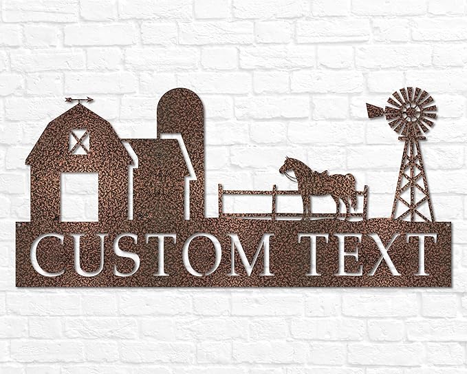 Personalized Metal Ranch Scene Wall Art – Custom Farmhouse Decor, Rustic Country Home Accent, Barn or Yard Decoration