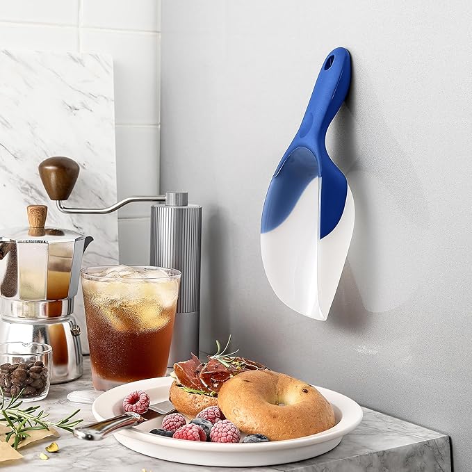 Spring Chef Magnetic Ice Scoop for Freezer - Contoured Translucent Flexi-Plastic Food Scooper with Comfortable Handle, Kitchen Scoop for Ice Machine, Popcorn, Flour, Pet Food, Dry Goods - Sapphire